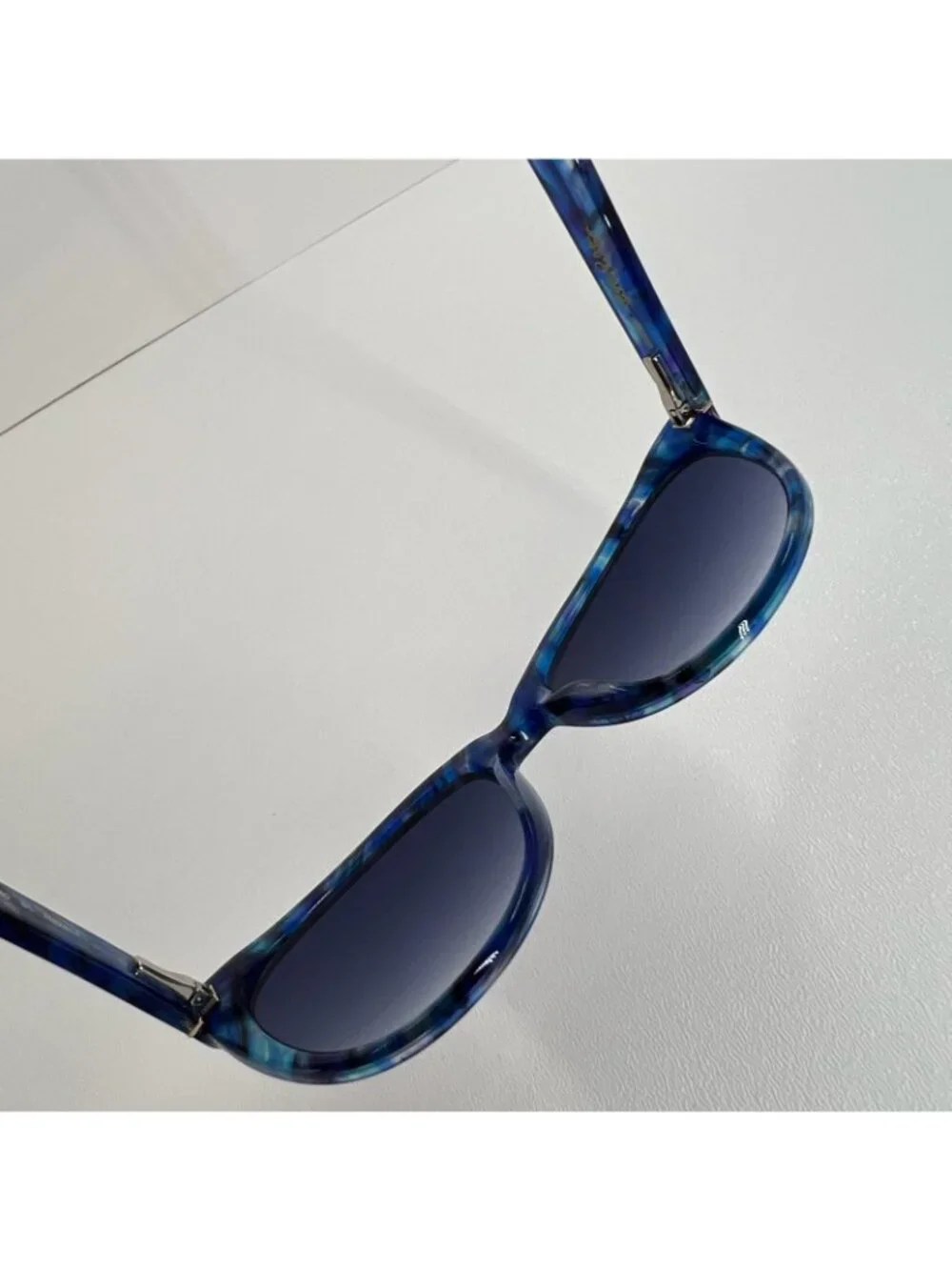 Lilly Pulitzer Havana Cat Eye Sunglasses Womens Gradient Lenses Case Blue Marble